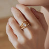 Women's Twisted Geometric Zircon Ring In Stainless Steel With Pvd Gold Plating Hypoallergenic Jewelry