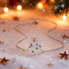 Women's Twotone Christmas Star Pendant Necklace Copper Geometric Jewelry With Zircon Inlay And Olink Chain