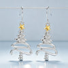 Women's Twotone Christmas Tree Line Earrings With Starshaped Design Copper Holiday Jewelry