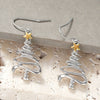 Women's Twotone Christmas Tree Line Earrings With Starshaped Design Copper Holiday Jewelry