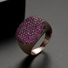Women's Twotone Gold Electroplated Copper Ring With Micropaved Zircon Geometric Open Adjustable Design