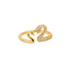 Women's Unisex Zodiac Snake Geometric Copper Ring With Gold Inlaid Zircon And Butterfly Design