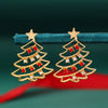 Women's Ushaped Christmas Star Earrings With Color Diamond Details Electroplated Alloy Festival Jewelry