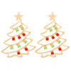 Women's Ushaped Christmas Star Earrings With Color Diamond Details Electroplated Alloy Festival Jewelry