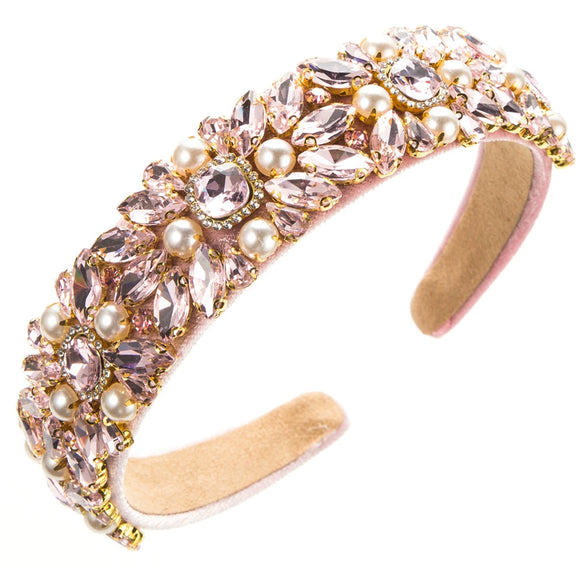 Women's Velvet Baroque Heavy Industry Style Hairband With Diamond And Pearl Inlay