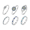 Women's Versatile Geometric Copper Devil's Eye Ring Set With Electroplating