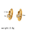 Women's Versatile Geometric Stainless Steel Earrings With Electroplating And Zircon