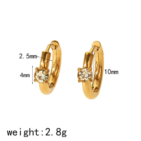 Women's Versatile Geometric Stainless Steel Earrings With Electroplating And Zircon