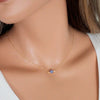 Women's Versatile Single Layer Alloy Necklace With Retro Blue Eye Pendant And Geometry Pattern