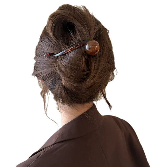 Women's Vintage Allmatch Brown Acrylic Geometric Handmade Hair Shark Clip