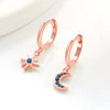 Women's Vintage Asymmetrical Stars Sun Design Copper Earrings With Electroplating