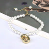 Women's Vintage Balloon Initial Letter Bracelet Gold Plated Pearl Shell Beads Geometric Electroplated