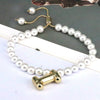 Women's Vintage Balloon Initial Letter Bracelet Gold Plated Pearl Shell Beads Geometric Electroplated