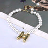 Women's Vintage Balloon Initial Letter Bracelet Gold Plated Pearl Shell Beads Geometric Electroplated