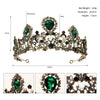 Women's Vintage Baroque Alloy Crown Tiara With Green Gemstone Accents And Exquisite Bridal Wedding Headpiece Design