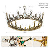 Women's Vintage Baroque Crown Headpiece Full Round Alloy Rhinestone Tiara In Gold For Bridal Weddings Banquets And Parties