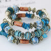 Women's Vintage Bohemian Ethnic Alloy Wooden Beaded Shell Gravel Crystal Elastic Handmade Geometric Electroplated Bracelet