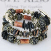 Women's Vintage Bohemian Ethnic Alloy Wooden Beaded Shell Gravel Crystal Elastic Handmade Geometric Electroplated Bracelet
