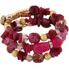 Women's Vintage Bohemian Ethnic Alloy Wooden Beaded Shell Gravel Crystal Elastic Handmade Geometric Electroplated Bracelet