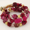 Women's Vintage Bohemian Ethnic Alloy Wooden Beaded Shell Gravel Crystal Elastic Handmade Geometric Electroplated Bracelet