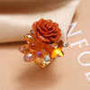 Women's Vintage Bohemian Rose Butterfly Flower Ring In Alloy With Rhinestone Inlay Adjustable Open Band Fashion Jewelry