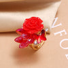 Women's Vintage Bohemian Rose Butterfly Flower Ring In Alloy With Rhinestone Inlay Adjustable Open Band Fashion Jewelry