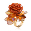 Women's Vintage Bohemian Rose Butterfly Flower Ring In Alloy With Rhinestone Inlay Adjustable Open Band Fashion Jewelry