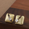 Women's Vintage Brushed Metal Geometric Square Hollowout Diamondstudded Earrings