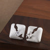 Women's Vintage Brushed Metal Geometric Square Hollowout Diamondstudded Earrings