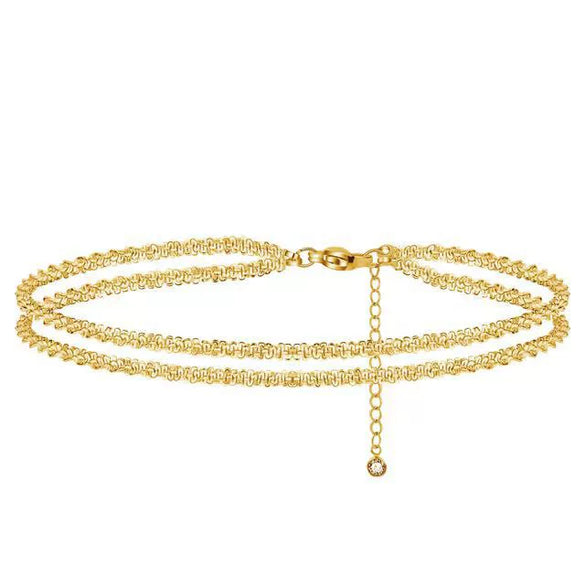 Women's Vintage Copper Multi Layer Pearl Anklet Geometric Stackable Gold Tone Foot Jewelry Casual Fashion Accessory