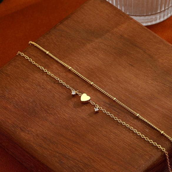 Women's Vintage Copper Multi Layer Pearl Anklet Geometric Stackable Gold Tone Foot Jewelry Casual Fashion Accessory