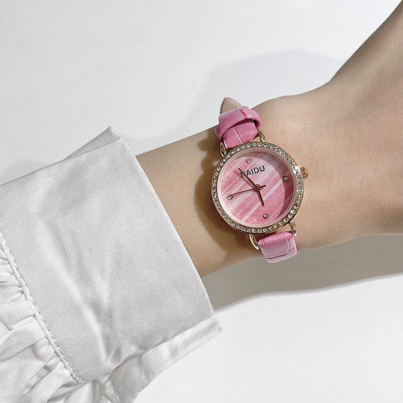 Women's Vintage Fashion Malachite Textured Stainless Steel Alloy Round Watch