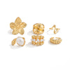 Women's Vintage Floral Irregular Open Ring Set Polished Alloy Stackable Rings With Electroplated Finish