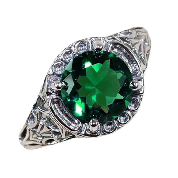 Women's Vintage Flower Ring With Topaz And Zircon Inlay Electroplated Metal Geometric Simple Jewelry For Engagement And Banquet