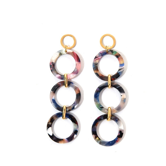 Women's Vintage Geometric Acrylic Hollow Water Drop Electroplated Earrings