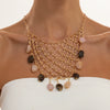 Women's Vintage Geometric Alloy Mesh Chain Necklace With Tassel And Tie Dye Resin Pendant Plated Niche Style Design