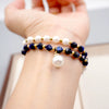 Women's Vintage Geometric Artificial Crystal And Pearl Kyanite Handmade Stitching Bracelet