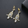 Women's Vintage Geometric Copper Earrings With Zircon Accents And Electroplated Finish