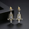 Women's Vintage Geometric Copper Earrings With Zircon Accents And Electroplated Finish