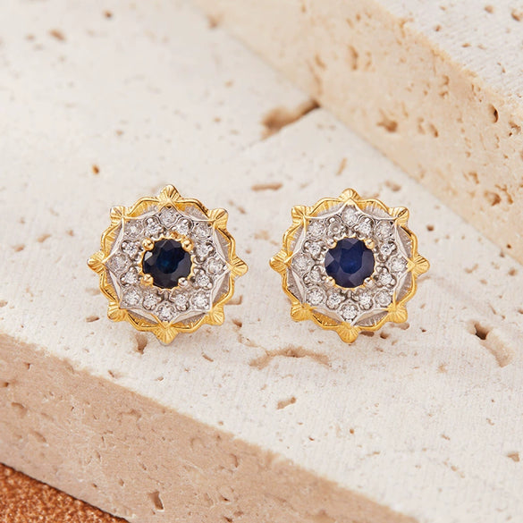 Women's Vintage Geometric Gemstone S925 Sterling Silver Earrings Set With Gems