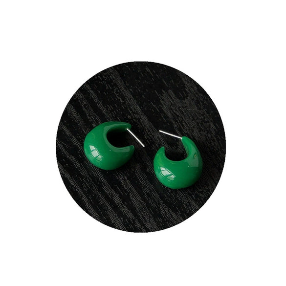 Women's Vintage Geometric Resin U Shaped Water Drop Earrings Handmade Green Dangle Earrings