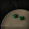 Women's Vintage Geometric Resin U Shaped Water Drop Earrings Handmade Green Dangle Earrings