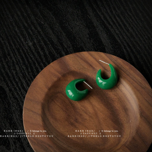Women's Vintage Geometric Resin U Shaped Water Drop Earrings Handmade Green Dangle Earrings