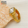 Women's Vintage Geometric Stainless Steel Ring With Zircon Inlay And Electroplated Retro Finish
