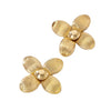 Women's Vintage Goldplated Iron Alloy Flower Earrings With Striped Petal Design Exaggerated Statement Style And Stainless Steel Ear Needles