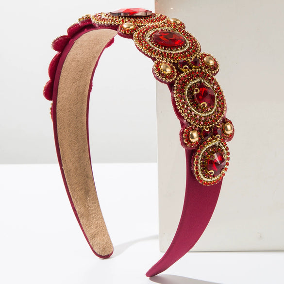 Women's Vintage Hair Hoop With Glass Drill And Diamond Design