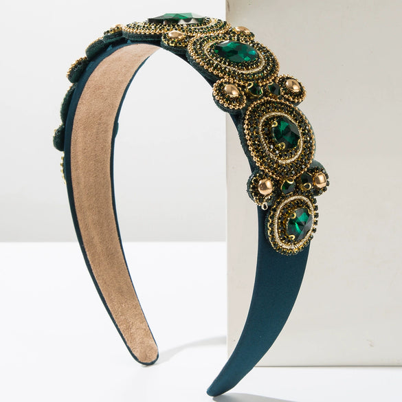 Women's Vintage Hair Hoop With Glass Drill And Diamond Design