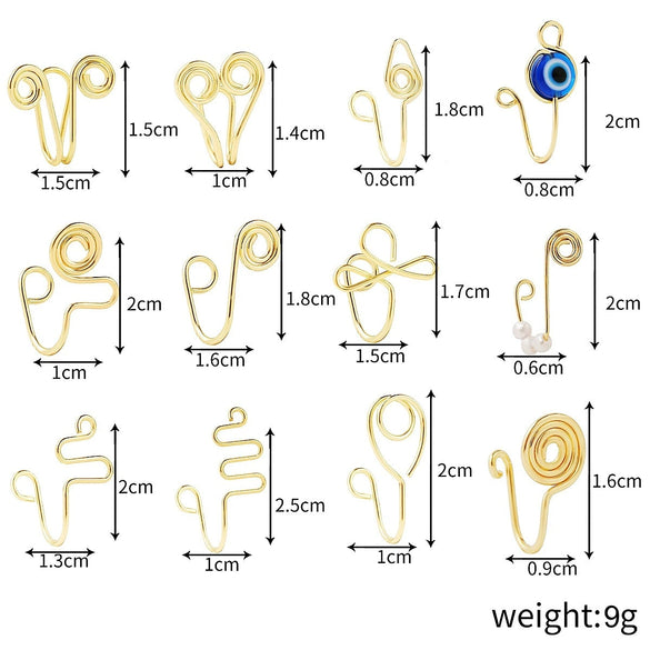 Women's Vintage Handmade Copper Ushaped Geometric Nonperforated Earrings With Electroplating