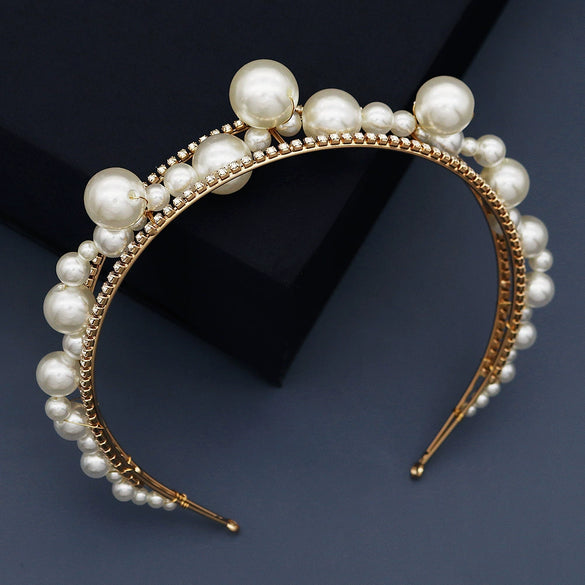 Women's Vintage Handmade Pearl And Diamond Hair Accessories For Bridal Use