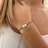 Women's Vintage Handwoven Glass And Glaze Beaded Bracelet With Geometric Pattern